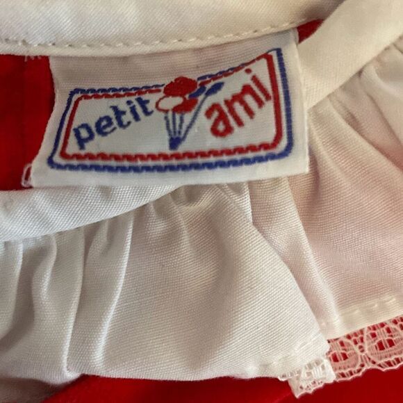 Vintage Petit Ami Red Velour Romper Baby 3-6 Months Size Christmas - Picture 4 of 4